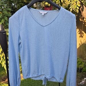 LC Lauren Conrad Light Blue Textured Blouse